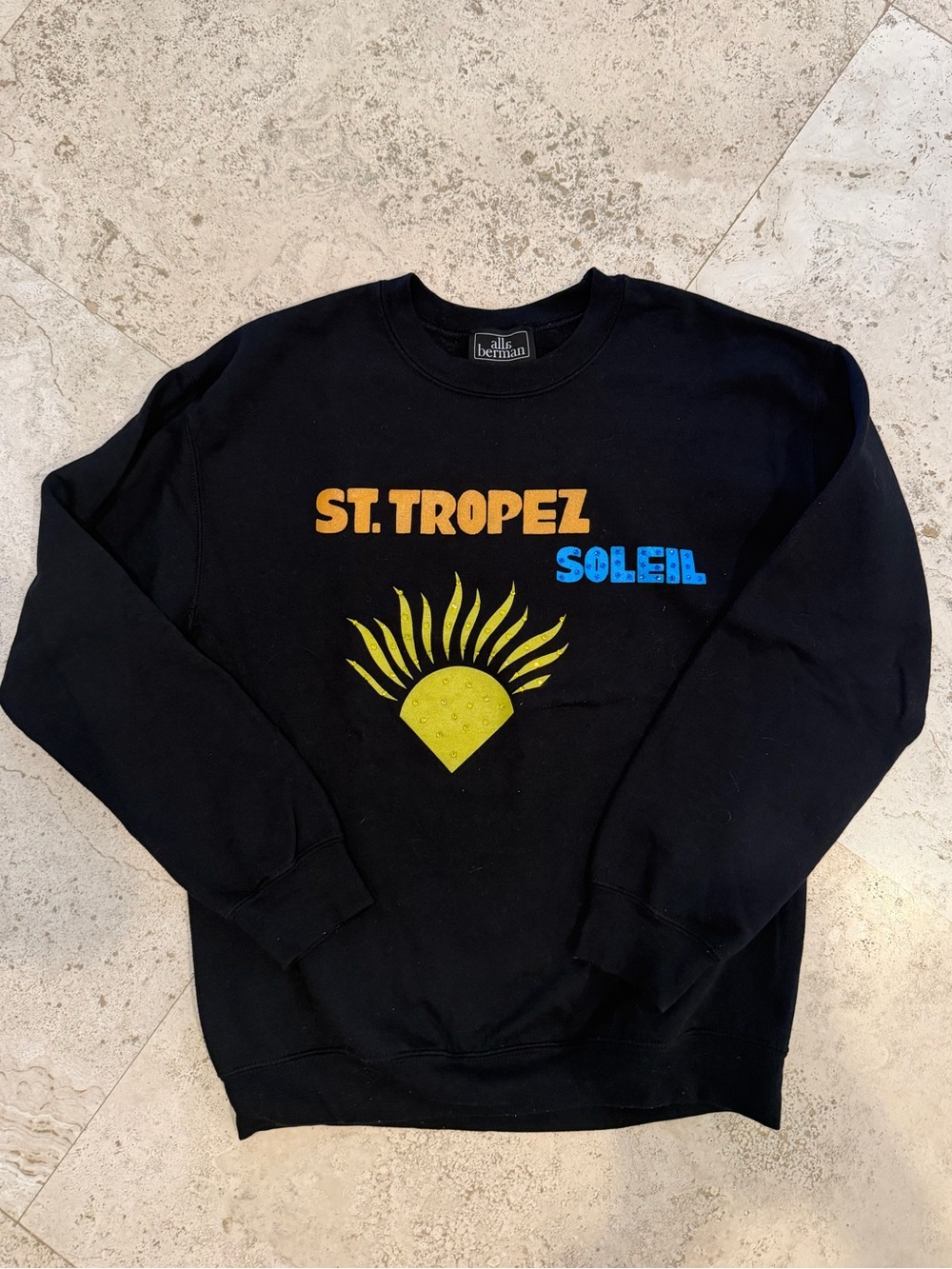 Alla Berman Black 'St. Tropez Soleil' Boyfriend Sweatshirt